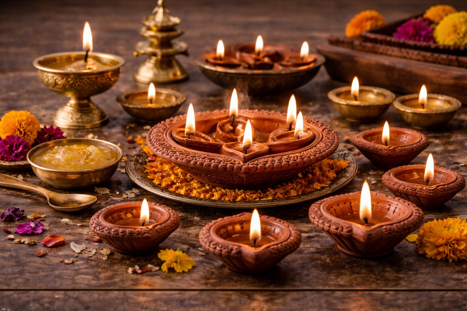 Clay & Brass Diyas